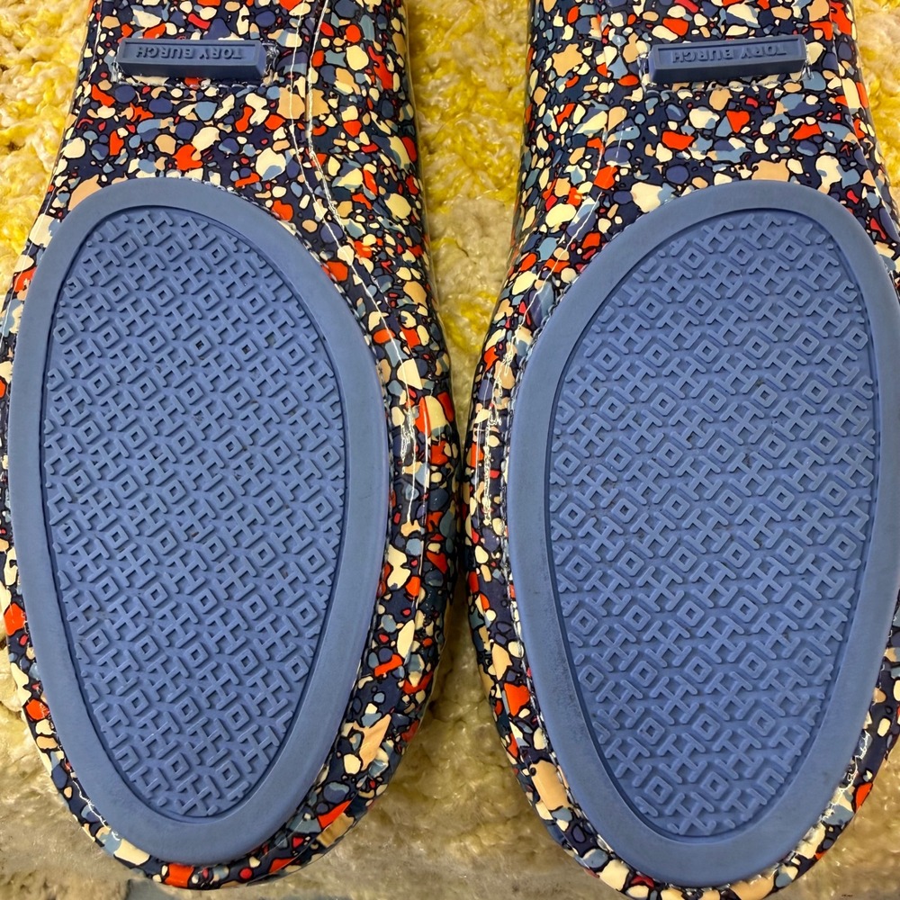 Tory Burch Minnie Travel Ballet Flats Blue Multi Confetti Mosaic Patent Leather - Picture 10 of 16